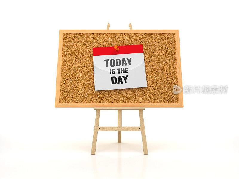 画架与今天是一天日历在木板框架- 3D渲染